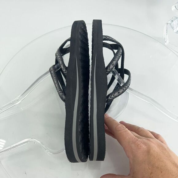 Teva Women's Olowahu Sandal Size 10 Thong Slide Flip Flop Black Tan Comfy - Picture 8 of 13